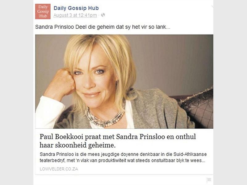 Een van vele van die bedrieglike "posts" op Facebook.
