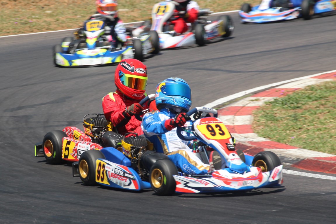 Cameron O'Connor 93, just held off Aidan Strydom 5, to win the 2015 Maxterino Championship for 8-13-year-old karters.