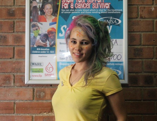 Cyrelene Grobler ahd her hair painted in support of cancer survivors.