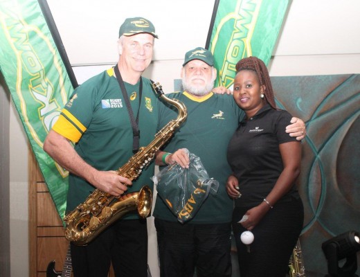 Mittie Botha won a Springbok jersey. Here he is with Dieter Uken and Gwen Matsebula.