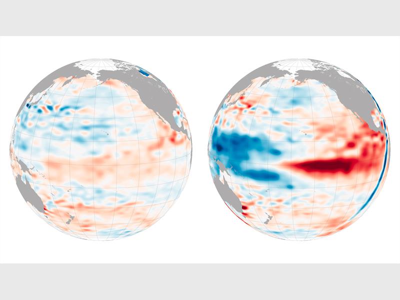 Die El Niño in vergelyking met 17 Januarie 2015.