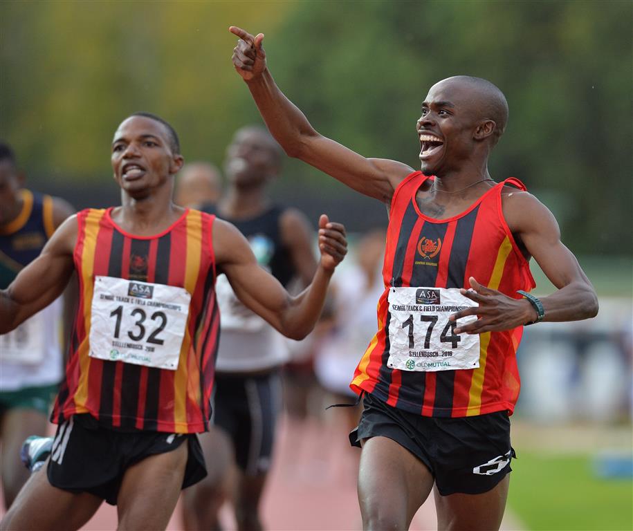 STELLENBOSCH, SOUTH AFRICA - APRIL 16: Folavia Sehohle of CGA wins the mens 1500m final during day 2 of the 2016 National Track & Field Championship at Coetzenburg Stadium on April 16, 2016 in Stellenbosch, South Africa. (Photo by Roger Sedres/Gallo Images)
