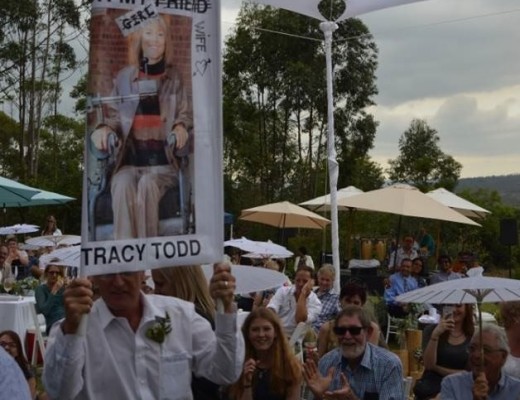 Roy's poster of Tracy read: "for my wife" on Saturday.