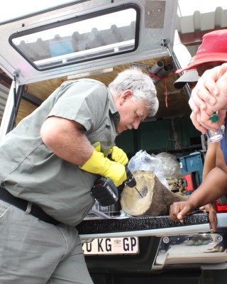 Colonel Steve Roets, National Co-ordinator of Rhino Related Matters, Stock Theft and Endangered Species, at a SAPS DNA sampling training session.