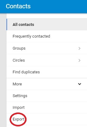 Google click on export