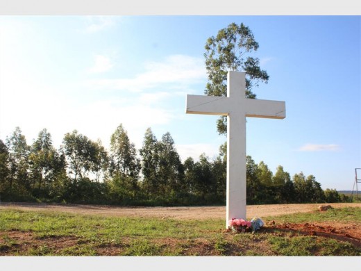 A cross was erected in Mark Hadiaris' memory.