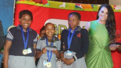 Chasheyah Johnson, Morrison Mateke and Aarzu Banu won the literacy competition for Lydenburg Primary School.