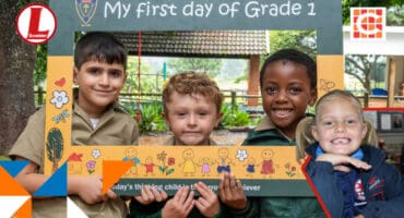 Hamza Raja, Rogan Coetsee and Isheanesu Lebea of Uplands Prep. Inset: Laerskool Laeveld's Leané van Wyk.