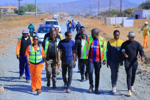 FTLM's mayor and his team inspect the road.