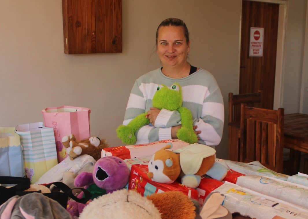 Annelize Mare shows off the donations. Photos: Bridget Mpande