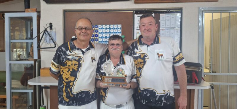 The men's trips winners, Danie Theron, Werner Gouws and Jimmy Smith.