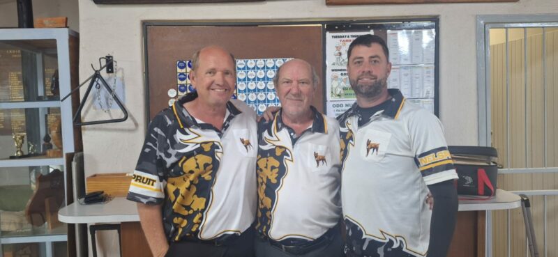Third-placed men's team, Ben Enslin, Rohan Greyvenstein and Kurt Strauss.