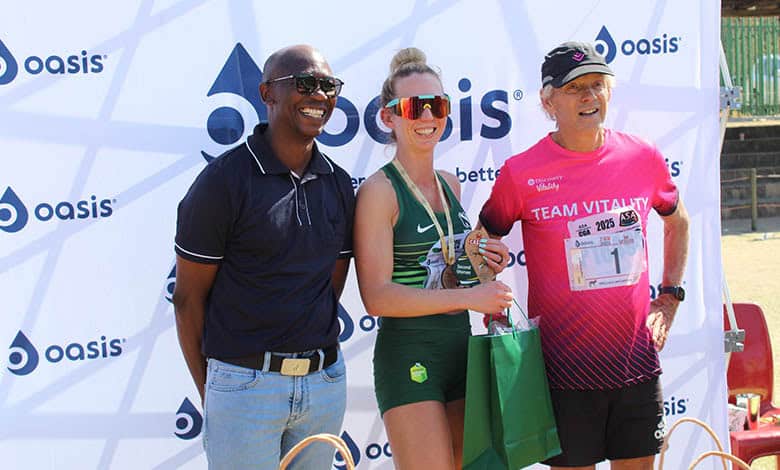 Oscar Mthimkhulu, Shanice Peens (1:27:51) Bruce Fordyce.