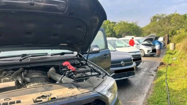 Some of the cars that were damaged by the lightning. 