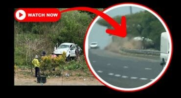 The accident scene. Insert: The white bakkie that lost control driving into the bushes. > Photo: Screenshots from the video