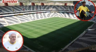 Mbombela Stadium. Insets: Bafana Bafana head coach Hugo Broos and captain Ronwen Williams. > Photos: Blake Linder