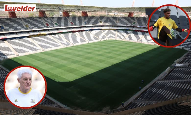 Mbombela Stadium. Insets: Bafana Bafana head coach Hugo Broos and captain Ronwen Williams. > Photos: Blake Linder