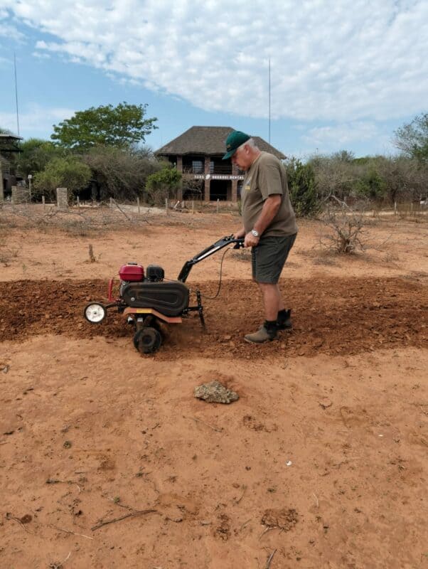 Frikkie Pretorius hard at work on the parkland.