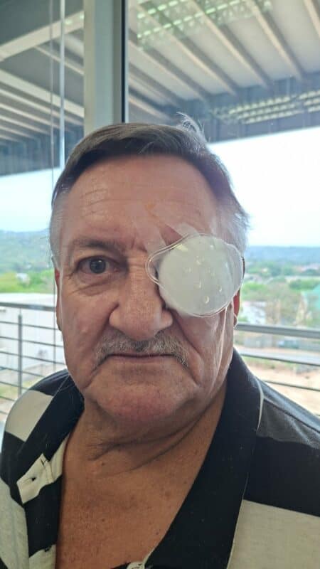 Daniel Lourens after undergoing his cataract operation.