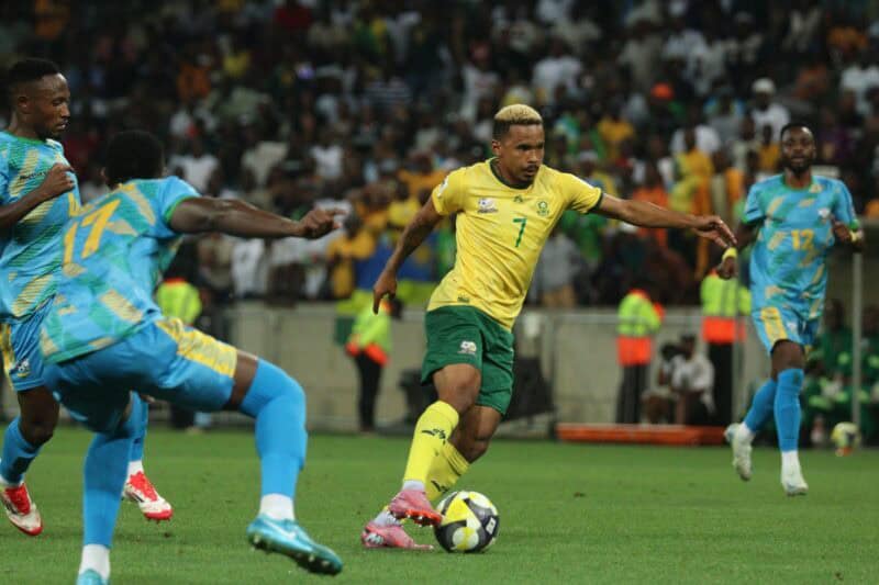 Oswin Appollis was Bafana Bafana's brightest star against Rwanda, netting a goal and bagging two assists. > Photo: Blake Linder
