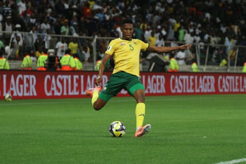 Thalente Mbatha scored the first of Bafana Bafana's three goals against Rwanda. > Photo: Blake Linder