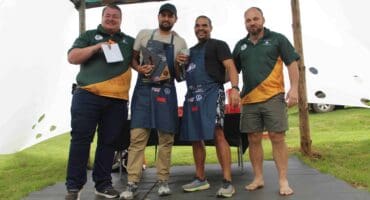 Willem Botha, the winners of the competition, Pranesh Hargoven, Michael Green, and Isak Lombard. Photos: Tumelo Waga Dibakwane