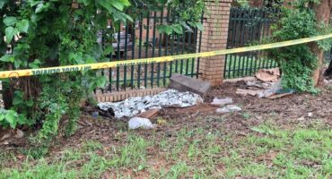 The body of a homeless man who was found on Piet Retief Street. > Photo: Tumelo Waga Dibakwane
