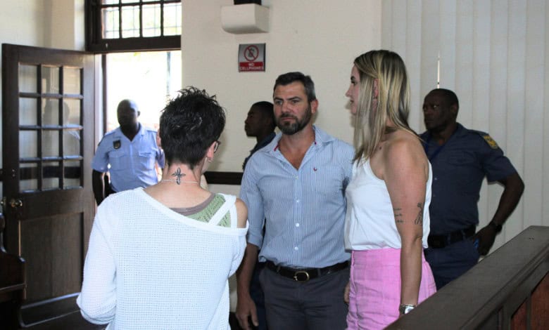 Marco Schalekamp, Mine Coetzee and his supporters in the White River Magistrate's Court. 