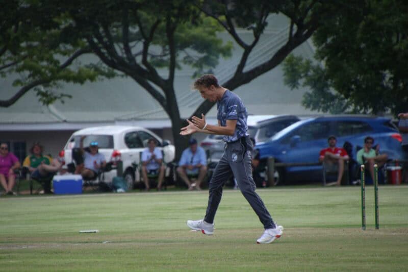 One of two T20 debutants for the Mpumalanga Rhinos, Ricus Kramm, picked up key wickets too. > Photo: Blake Linder