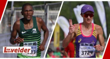 Winner of the men's marathon, Bonginkosi Mavuso and winner of the women's marathon, Irvette van Zyl. > Photos: Blake Linder