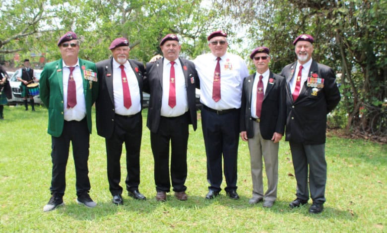 Allen Lubbe, Anton Weyens, Louis Neetling, Joe Lawrenson, Hennie Botha and Dewald Jacobs of the Parachute Battalion. > Photo: Gia Radnai