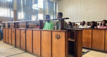 Katlego Mokoena and Lungelo Sithole in the Nelspruit Magistrate's Court. > Photo: Supplied/SAPS