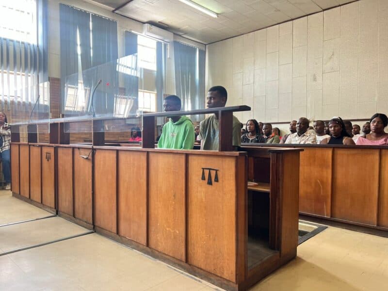 Katlego Mokoena and Lungelo Sithole in the Nelspruit Magistrate's Court. > Photo: Supplied/SAPS