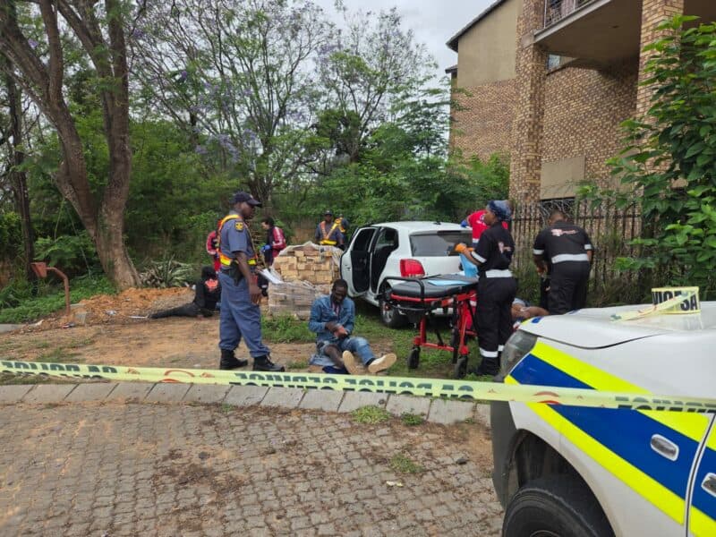 The police and emergency services at the scene. > Photos: Supplied/Anonymous