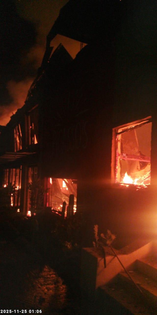 The blaze at the restaurant.