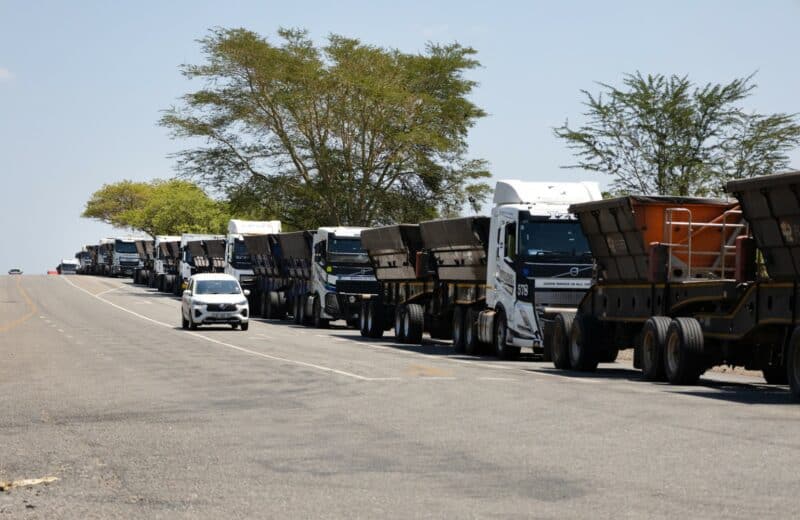 Truck traffic near the Lebombo Border.