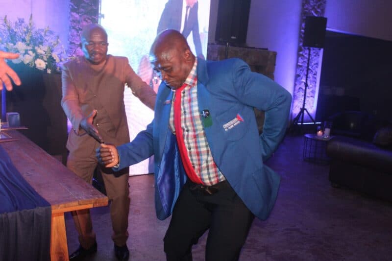 Morakeng Makofane ascends the stage to collect his 20 years certificate.