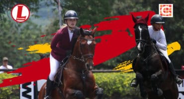 Mia Tinkhoff riding Callaho Lorenza and Hannelize Kamffer on Back to Black. > Photos: Blake Linder