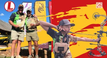 Warno Smit and Morné Pelser. Insert: Liam Pelser. > Photos: Supplied/GBS Archery Club