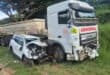 The white Toyota Fortuner and articulated truck on scene. > Photos: Supplied/Emer-G-Med