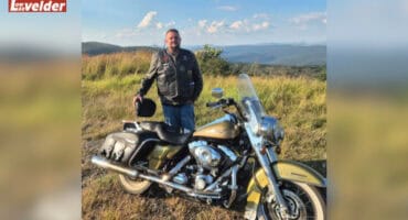 André Kinnear with his Harley-Davidson bike. > Photos: Supplied/Dominique Kinnear