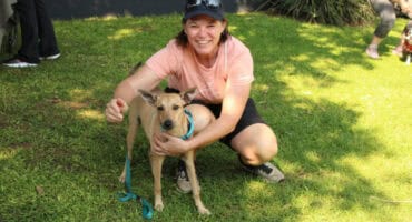 Heila Meintjies and her dog Chica.