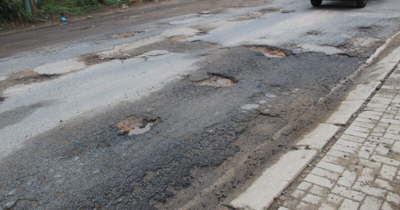 Potholes on Bosch Street.
