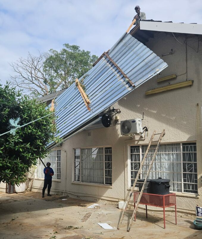 Repairs are under way on the house after the roof was blown off of Taylor's house during the storm. > Photo: Supplied/Grant Taylor