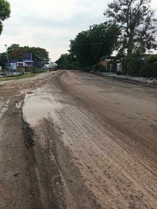 A section of Bosch street that is being resealed.