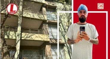 Die woonstelgebou waarvan Johan Mulder afgeval het. Insetsel: Johan Mulder: Foto’s: Verskaf/Johan Mulder