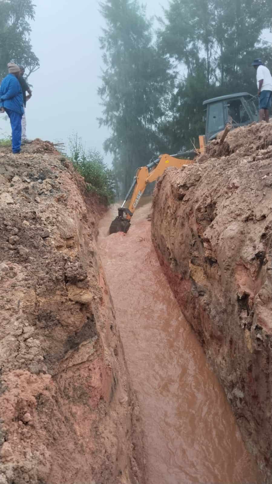 One of the trenches that has been opened.