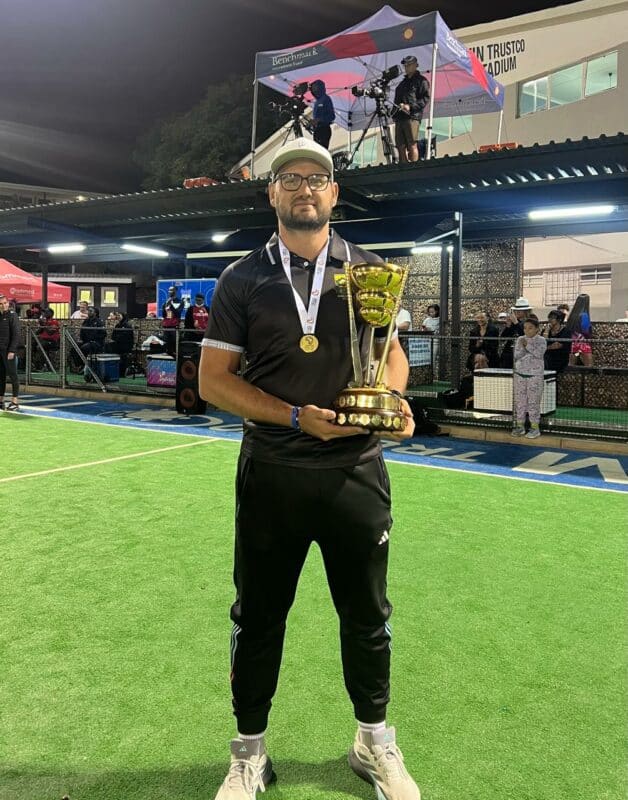 Ruschenbaum with the Junior Africa Cup trophy.