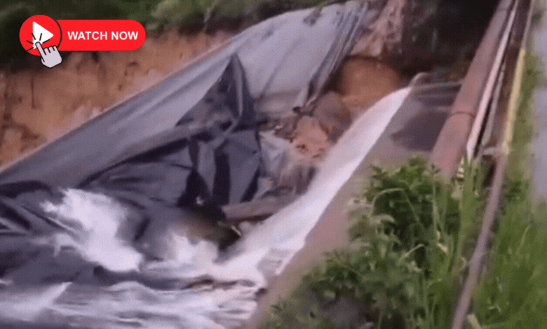 Screenshot of the failing Senteeko Dam wall. > Photo: Supplied