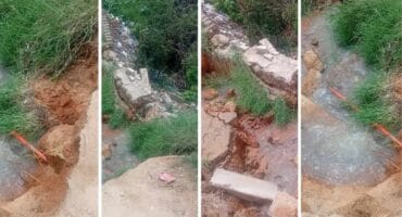 The collapsed bridge in KaNyamazane, Ward 19. > Photos: Supplied